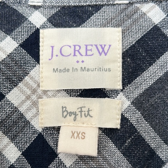 J Crew Boy-Fit Black & White Plaid Popover Top w Patch Pocket w MEASUREMENTS XXS - Picture 2 of 11